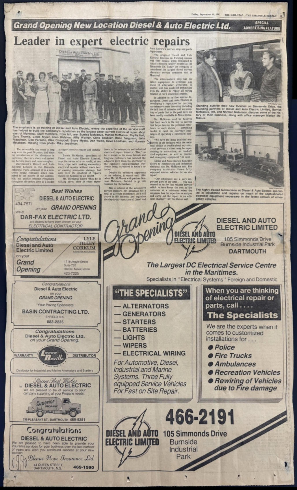 Vintage newspaper article about Diesel and Auto Electric